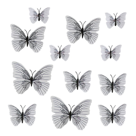 KALLORY 12Pcs Decorative Refrigerator Magnet Kitchen Decor Sticker Black 3D Butterfly Shape Home Accessory