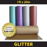 CAD-CUT Glitter Flake Heat Transfer Vinyl 20" x 12" (1ft) - Fluorescent Orange