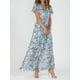 thumbnail image 1 of HH 2023 New Beach Large Swing Dress Chiffon Floral Short Sleeve Ruffled V-neck Fashion Waist-Controlled Dress, 1 of 1