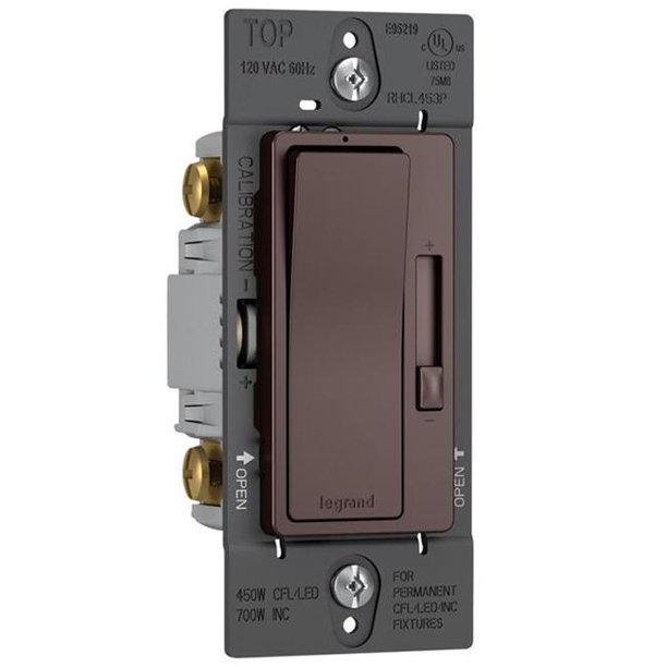 Pass & Seymour 3831393 450W Radiant Slide Dimmer Switch with CFL & LED