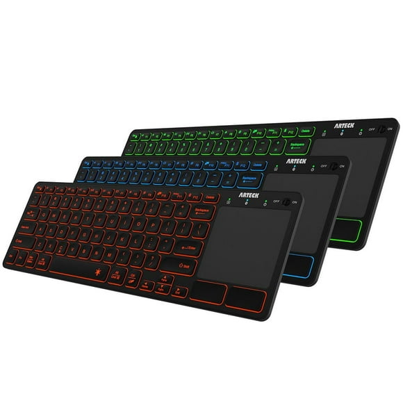 Arteck Universal Backlit 7-Colors Bluetooth Touch TV Keyboard with Easy Media Control and Build-in Touchpad for TV-Connected Computer, Smart TV, Desktop, Laptop, iPad, Surface, T