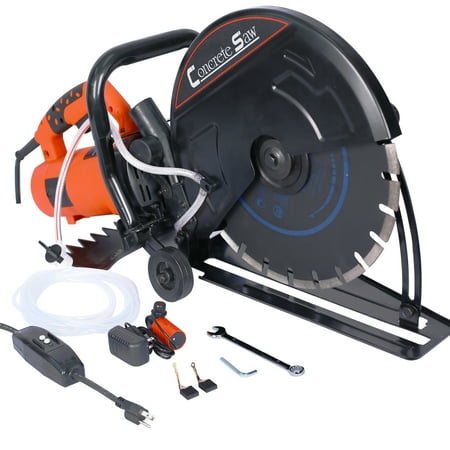 

HNGMNGT Electric Dual-Purpose 14” Wet/Dry Concrete Saw Cutter with Guide Roller and Water Line Attachment