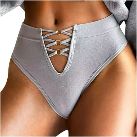BYOIMUD Women s Thong Panty Mesh Sheer See Through Lingerie High Cut Breathable Sexy Cheeky Cute Clothes Gift for Women Fashion 2023 Gray M