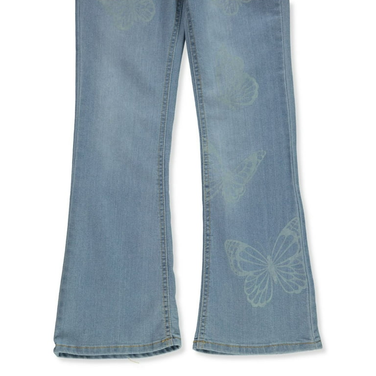 Wallflower Girl Girls' Flared Butterfly Jeans - Light Blue, 12 (Big Girls)