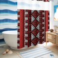 thumbnail image 5 of No Hook Shower Curtain, Red Black Boho Shower Curtains for Bathroom with See Through Top Window, Geometric Vintage Abstract Art Waterproof & Washable Bath Curtain 60"x72", 5 of 9