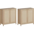 thumbnail image 1 of 34" Boho Rattan Sideboard Buffet Cabinet with Storage, Freestanding Storage Cabinet with Adjustable Shelves, Coffee Bar Console Table for Dining Room, Living Room, Kitchen & Hallway,2 Pack, 1 of 1