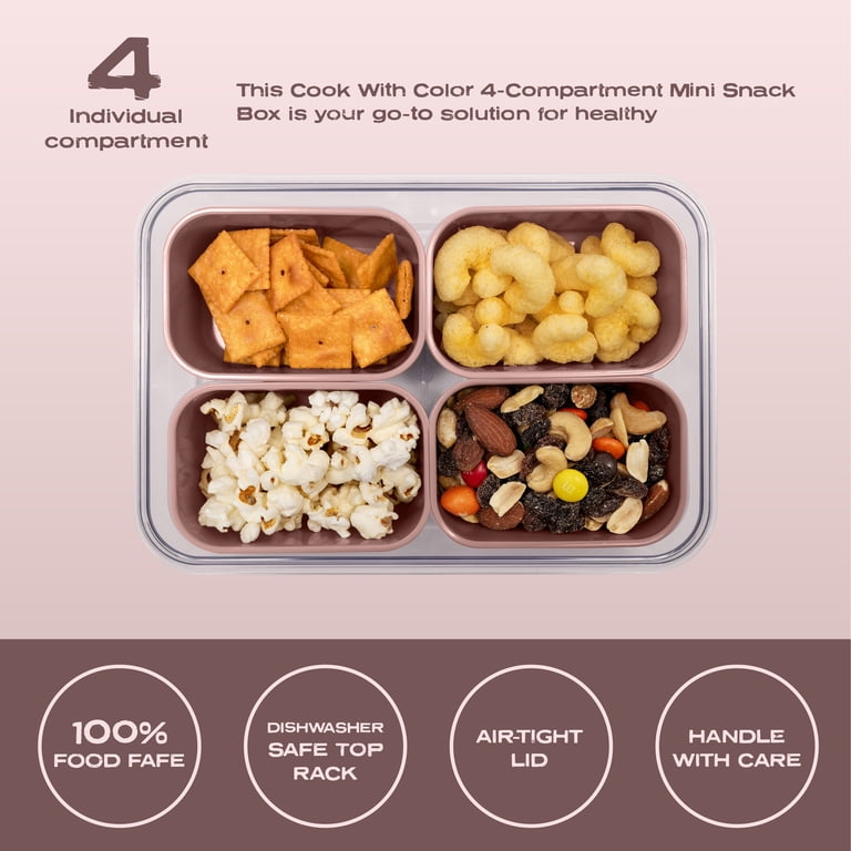Cook with Color 4-Compartment Portable Snack Box Food Storage
