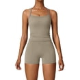 thumbnail image 4 of Workout Sets for Women Yoga 2 Piece Outfit Solid Color Seamless Tank Top with Shorts Sports Fitness Activewear, 4 of 4