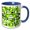 Blue/White, variant on 3drose, Geometric Shapes Pattern Lime-green Black Cut Out, 11oz Two-tone Green Mug