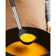 Bundlepro Silicone Large Deep Ladle Spoon for Soup, Non-Stick Kitchen Utensils for Scooping, Black