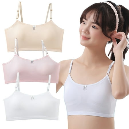 3 Pack Girls Training Bras Cotton Bras Breathable Preteen Girl Clothes Kids Bras Bluet Bras for Girls 10-16