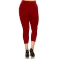 thumbnail image 5 of COUVER Women Seamless Stretch Capri Leggings, Burgundy, Plus Size, 5 of 8