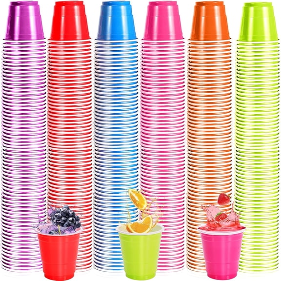 600 Pack Plastic Shot Glasses,2oz Plastic Shot Cups,Disposable Shot Cups for Party,Multicolor Mini Party Cups for Drinking Tasting Serving Samples Birthday Party Supplies Picnic(6 Colors)