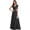 Black, variant on Mother of the Bride Dress Chiffon Ruched Lace Applique Floor Length Gown