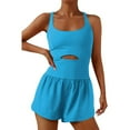 thumbnail image 1 of Robe de Tennis pour Femmes Été Décontractée Couleur Unie Sans Manches Dos Ouvert Mini Robes Athlétiques avec Poches Robe de Sport Golf, 1 of 8