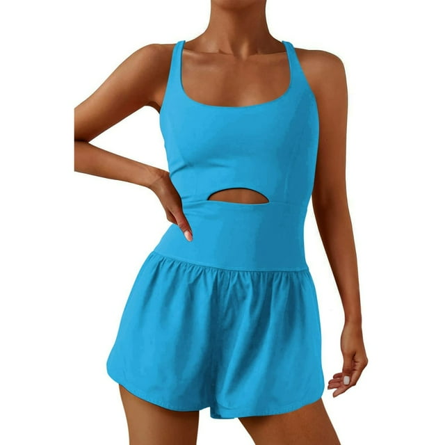 Robe de Tennis pour Femmes Été Décontractée Couleur Unie Sans Manches Dos Ouvert Mini Robes Athlétiques avec Poches Robe de Sport Golf