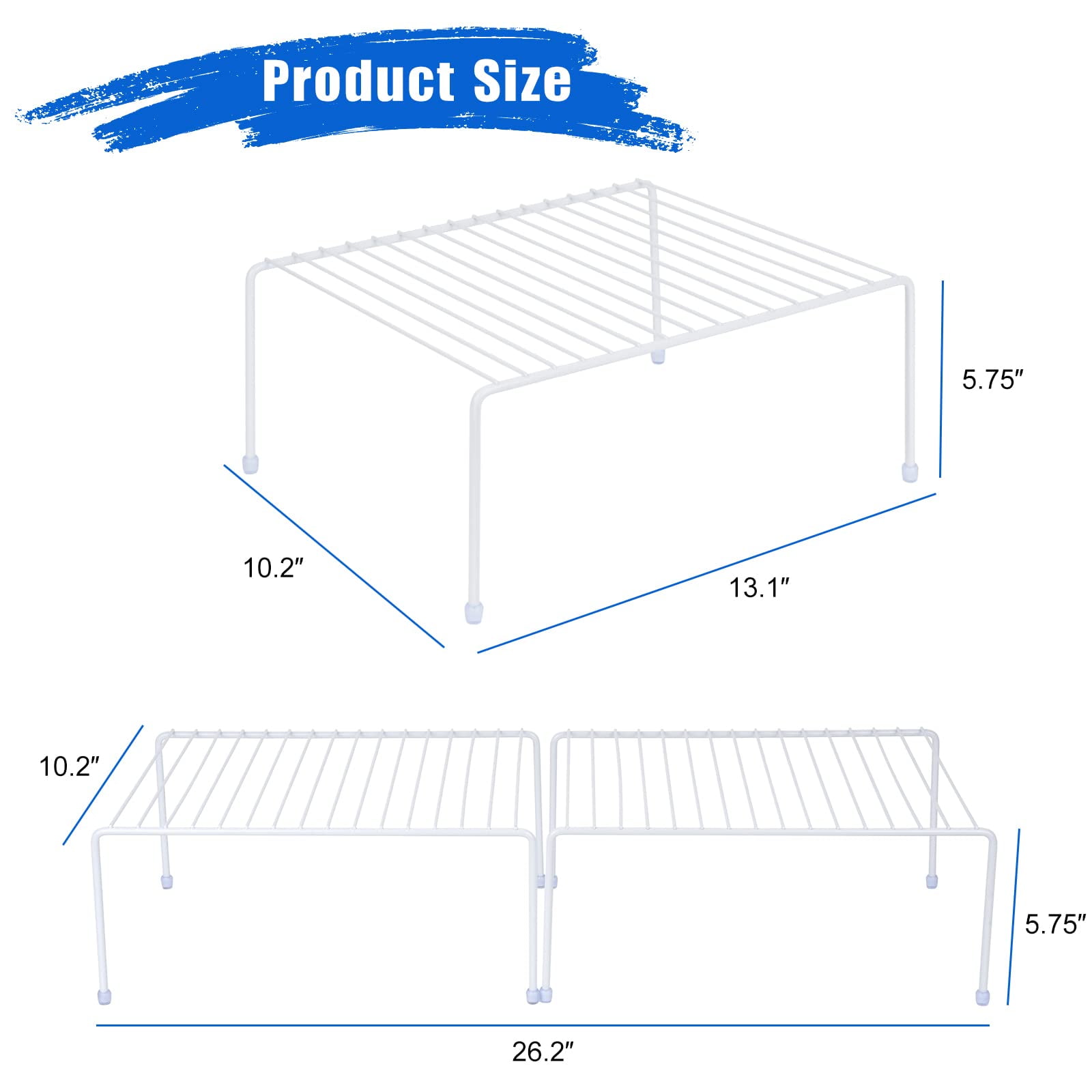 Medium (13.1 X 10.2 Inch) Cabinet Storage Shelf Rack  Shelves Kitchen Counter And Organizer For Fridge Bathroom Cupboard& Pantry (4 White)