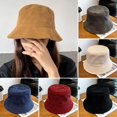 thumbnail image 4 of Winter Men Women Corduroy Plush Soft Fisherman Cap Sun Cap Bucket Hat Panama Hat BLACK, 4 of 8