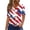 Red, variant on Women's Patriotic 250th Anniversary USA Shirt V-Neck Button American Flag Print Short Sleeve T-Shirts