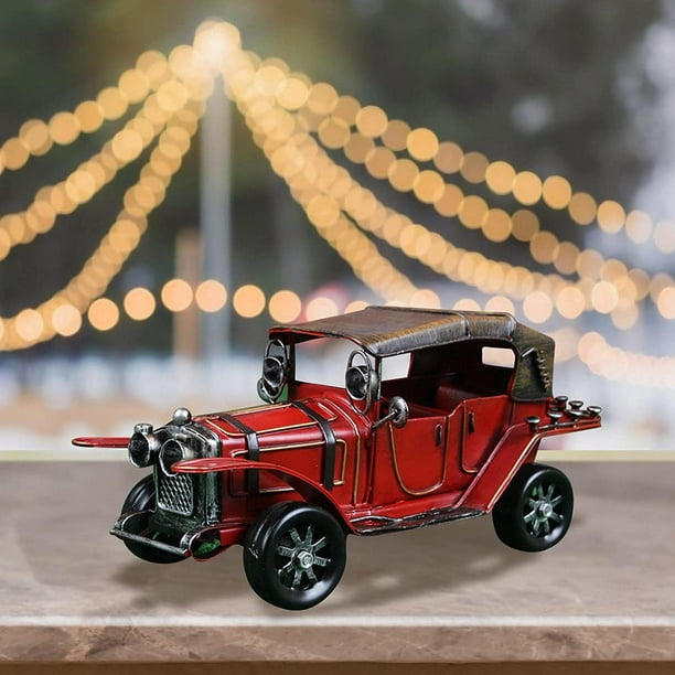 Miniatures Modèle de voiture Vintage Bureau Décoration Sculpture en fer  Modèle de véhicule Collections de jouets Enfants Cadeau Bureau à domicile  Décor Artisanat en métal