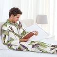 thumbnail image 4 of Mens Pajamas Set, funny Asparagus pattern Button Down Long Sleeve Loungewear Sleepwear Pjs sets for Men, 4 of 5
