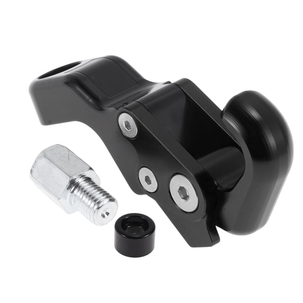 Ganchos colgantes ajustables para motocicleta Unique Bargains, mango inclinado con gancho, soporte para casco de motocicleta, bolsa de equipaje, aleación de aluminio negra con 1 pieza de tornillo