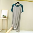 thumbnail image 2 of Oksale Cotton Modal Nightgowns for Women Cozy Loose Short Sleeve Midi Pajama Dress Casual Crewneck Side Split Sleepwear Breathable Soft Summer Loungewear Green S, 2 of 6