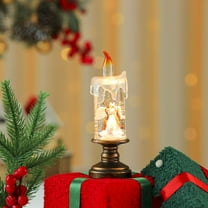 BGZLEU Christmas Musical Flameless Candle Lights Vintage Snowglobe LED Glitter Lantern with Santa Claus Scene USB/Battery Operated Lighted Water Glittering for Christmas Decoration