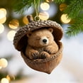 thumbnail image 6 of Viral Forest Animal Acorn Christmas Ornaments - Hand-Painted Resin/Felt Decor, Cute Hanging Pendants with Elastic Loop for Christmas Tree, Wreath & Home Holiday Festive Displays, 3.94in, B, 6 of 9