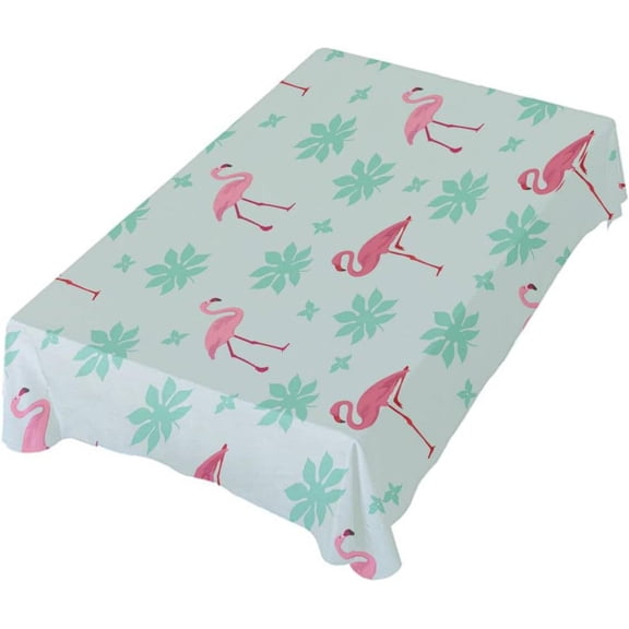 SKYSONIC Beautiful Tropical Pink Flamingo Palm Leaves Rectangle Tablecloth,Dinner Table Cover for Outdoor & Indoor Patio, Picnic, BBQ, Holiday Party 54x54In