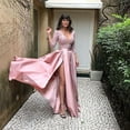 thumbnail image 4 of Robe de Soirée Formelle Longue en Dentelle pour Femmes Robes de Mariage Col en V avec Fente Robe de Soirée pour Femmes avec Manches, 4 of 8
