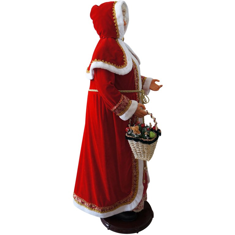 Fraser Hill Farm 4.8 ft Life-Size Dancing Mrs. Claus with Basket