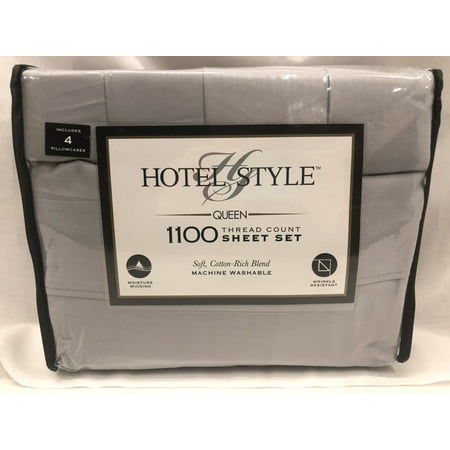 Hotel Style 1100 Thread Count Silver Queen Bedding Sheet Set - Walmart.com