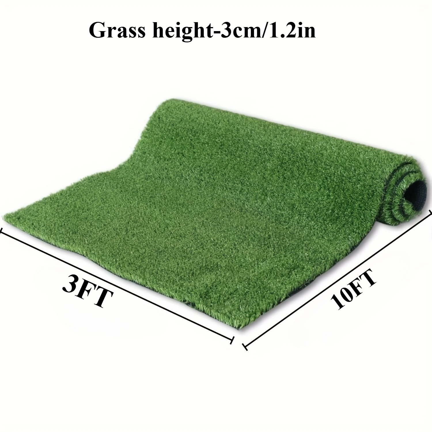 Realistic artificial grass mat, 3 feet x 10 feet artificial turf indoor and outdoor garden lawn landscape, artificial grass blanket with drainage holes