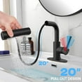 thumbnail image 5 of Matte Black Bathroom Sink Faucet with Pull Down Sprayer - 4 Mode Single Handle Vanity Faucet Waterfall Bathroom Faucet with Pull Down Sprayer (No Drain), 5 of 14