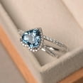 thumbnail image 3 of New Cross-border New Blue Heart-shaped Zircon Ring Europe and The United States Fashion Explosive Women Set Rings, 3 of 3