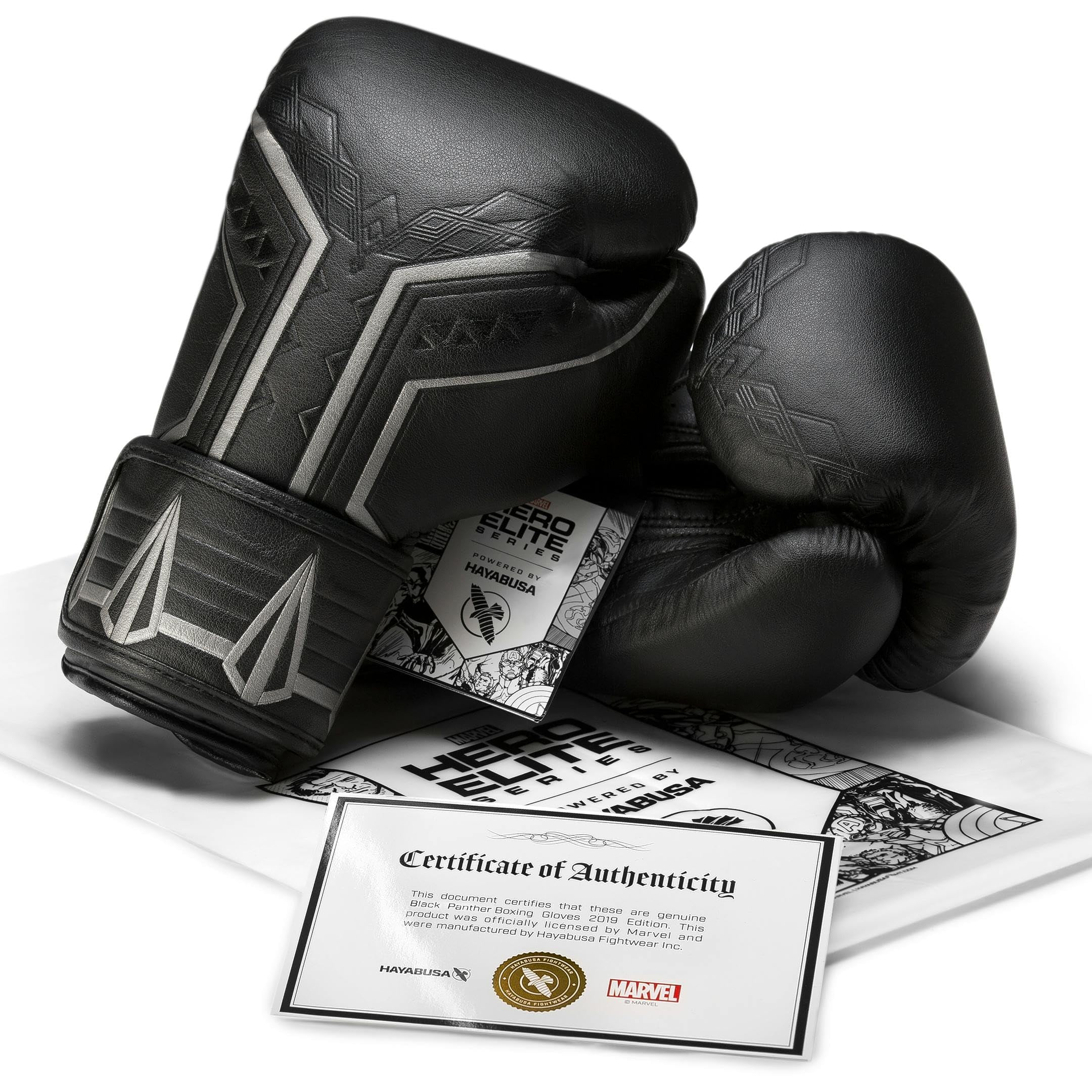 Hayabusa Marvel Hero Elite Boxing Gloves for Men and Women - Black Panther, 16 oz