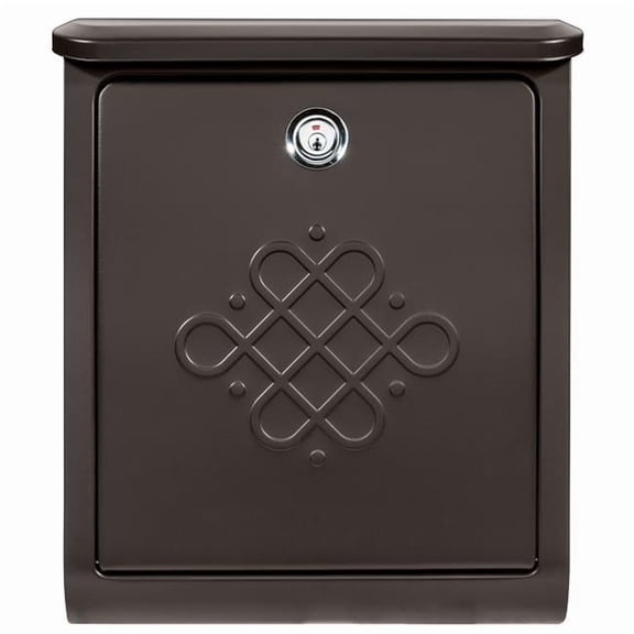 Architectural Mailboxes Bordeaux™ Locking, Wall-Mounted Mailbox for Outside, Decorative Metal Galvanized Steel Medium Mail box with Lock and Key Drop Box, Rubbed Bronze