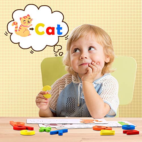 LAMEIDA Early Education Toys Spelling Puzzle With Words Cards Words Match Jigsaw Game Preschool Learning Toys for Kids