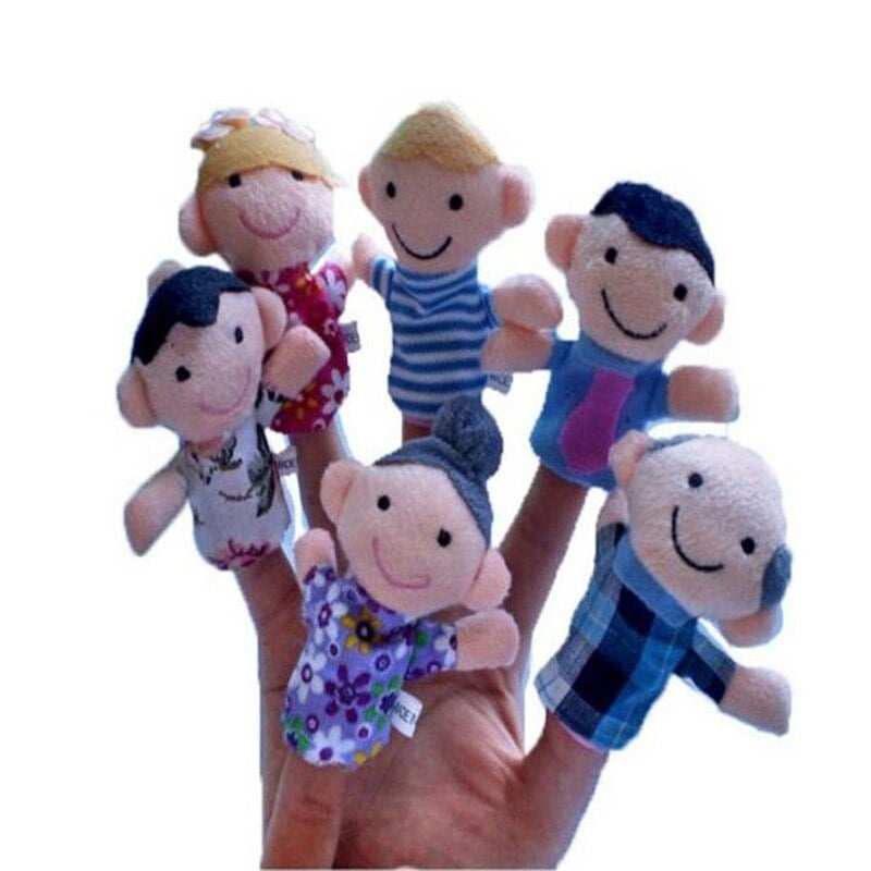 Top Lovely  6Pcs Family Finger Puppets Cloth Doll Baby Kid Educational Hand Toy 