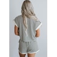 thumbnail image 3 of Women's Casual White Stripe Contrast Edge Tee and Shorts Set, 3 of 7