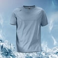 thumbnail image 2 of Bainana Mens Silk T Shirts Solid Color Short Sleeve Crew Neck Tops Breathable Male Summer Casual Wear T-Shirts Blue Size L, 2 of 3