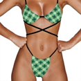 thumbnail image 2 of Abstract Geometry Micro Bikinis Set Sexy Checkered Print Thong Bikini Swimsuit Pool Rave High Cut Swimwear Women Beach Outfits, 2 of 5