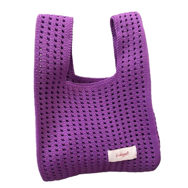 Bolso de hombro tejido para muñeca, bolso de compras, organizador de moda, bolso tejido para axila Púrpura jinwen Bolso de hombro para mujer