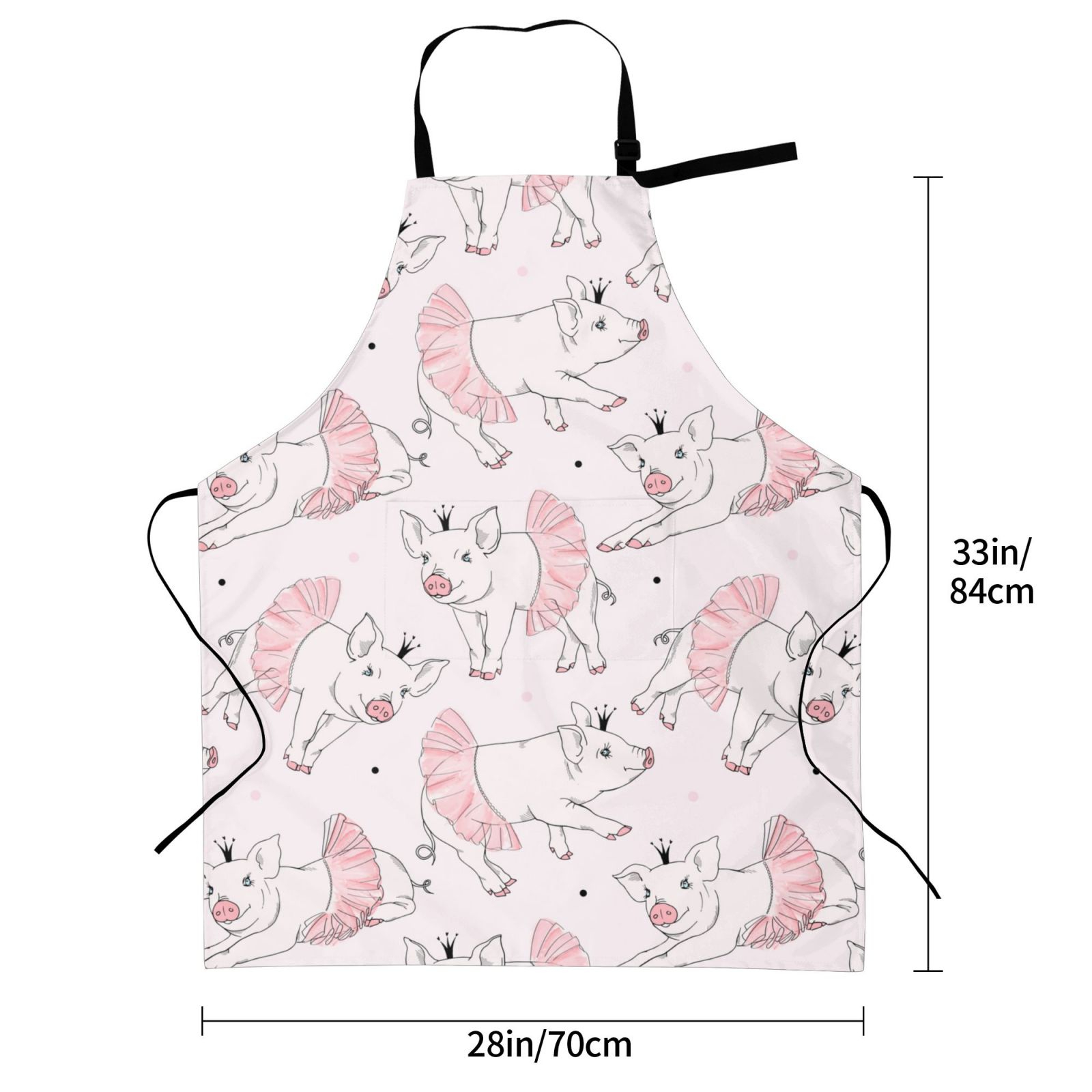 Picia Cute Piggy Ballerina Waterproof Apron for Unisex Adult - Adjustable Bib Apron with Pockets, Ideal for Cooking, Gardening, Painting, and Household Chores