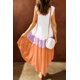 thumbnail image 1 of ABPHQTO Vestido a media pierna con cuello cuadrado y bloques de colores de niveles altos y bajos multicolor para mujer, 1 of 5