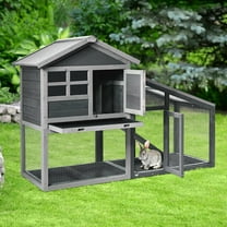 Gymax Fashion 58'' Wooden Rabbit Hutch Large Chicken Coop Weatherproof Indoor & Outdoor Use