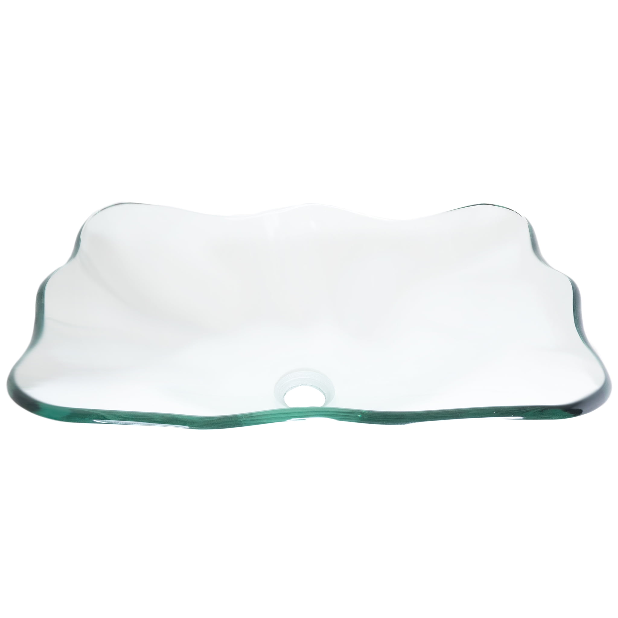 Novatto TIS-317C Elegante Clear Scalloped Glass Vessel Bath Sink, 20 Inches Wide