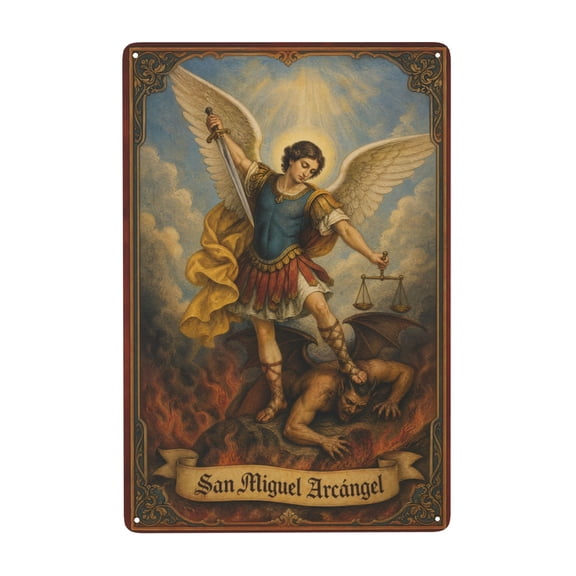 San Arcangel Vintage Metal Tin Sign For Home Office And Church Wall Decor 8x12 Inch