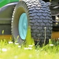 thumbnail image 5 of 13x5.00-6 Front Flat Free Tire and Wheel Assembly with 3/4 & 5/8 Bearing, 3” Hub Riding Mower Lawn Tire 5.00-6, 13 inch No-Flat Solid Rubber Turf Wheel for Garden Tractor Truck Wheelbarrow Cart, 5 of 6